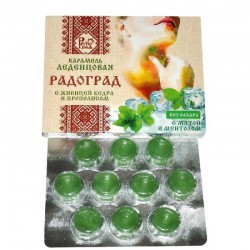 Карамель леденцовая, РадоГрад 3.2 г 10 шт с живицей кедра и прополисом мята и ментол