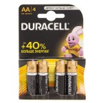 Батарейки, Duracell (Дюраселл) №4 арт. LR6 Бейсик АА алкалиновые 1.5V