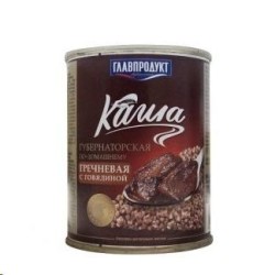 Каша, Главпродукт 340 г Губернаторская по-домашнему №9 гречневая с говядиной железн.банка